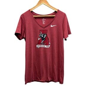 Nike Alabama Crimson Tide‎ V Neck T Shirt Womens Large Red Athletic Tee
